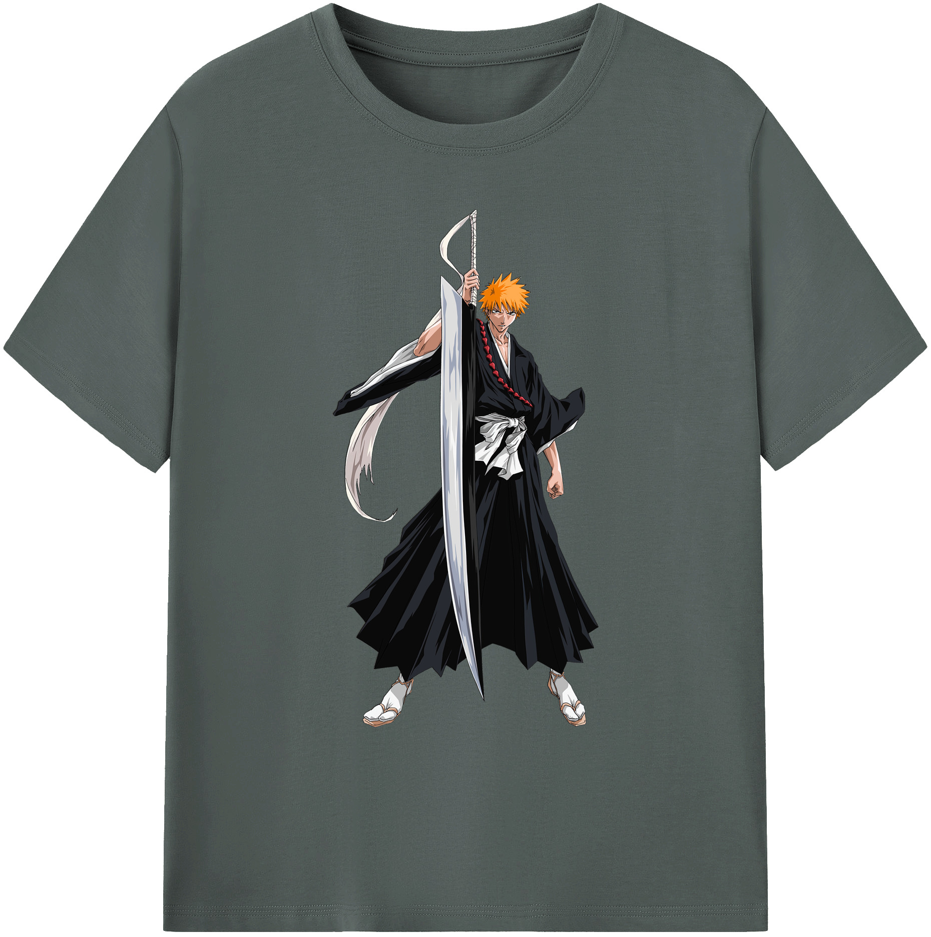 （画像用） ブリーチ 黒崎一護（くろさき いちご）BLEACH Kurosaki Ichigo 綿100％ メンズ半袖Tシャツ｜肌触りやわらか＆通気性